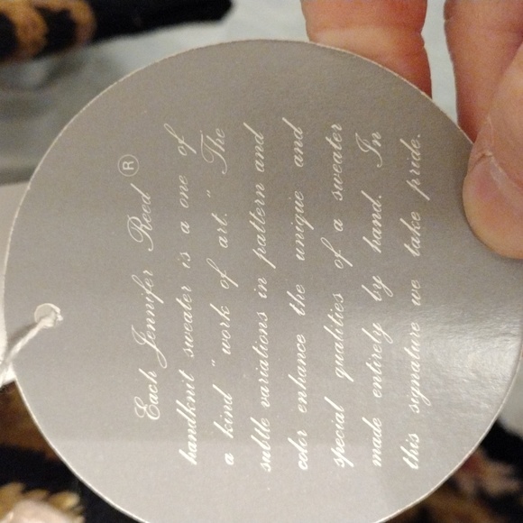 Jennifer Reed Too VTG NWT Hand Knit Sweater Floral 1x Long Length Embroidered - Picture 5 of 14